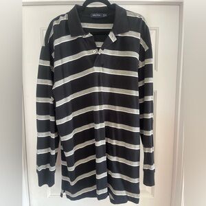 Nautica Black and Gray Striped Polo Shirt Men’s Size XXL